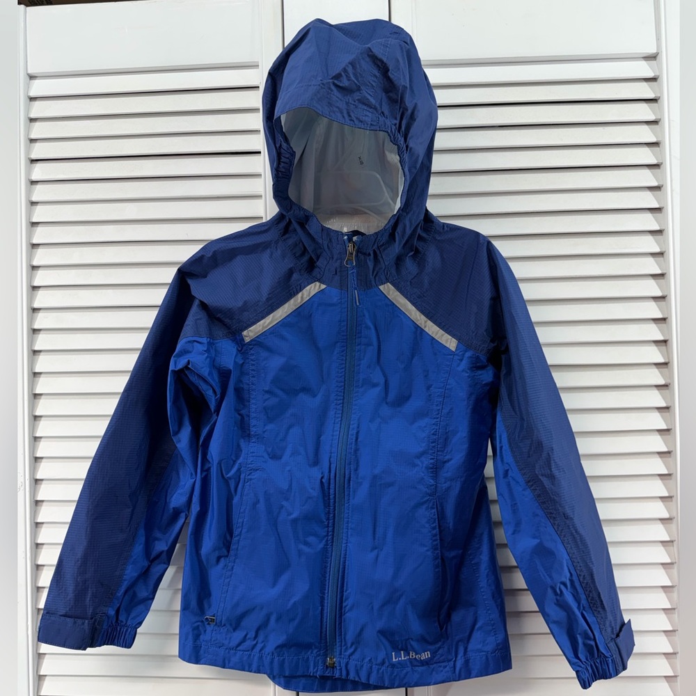 L.L. Bean Kids' size 8 Blue Hooded Rain Jacket